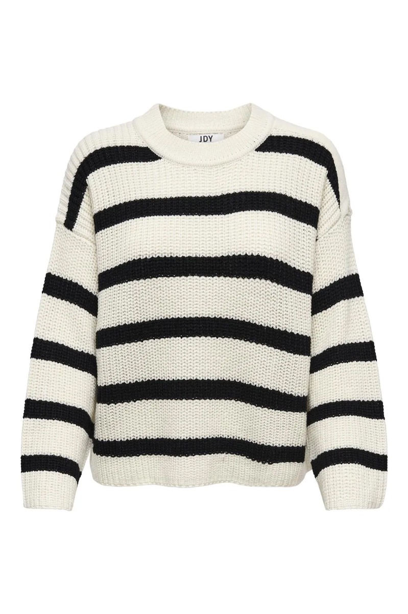 Strik     Justyl S Stripe Pullover   Eggnog Black fra Jdy