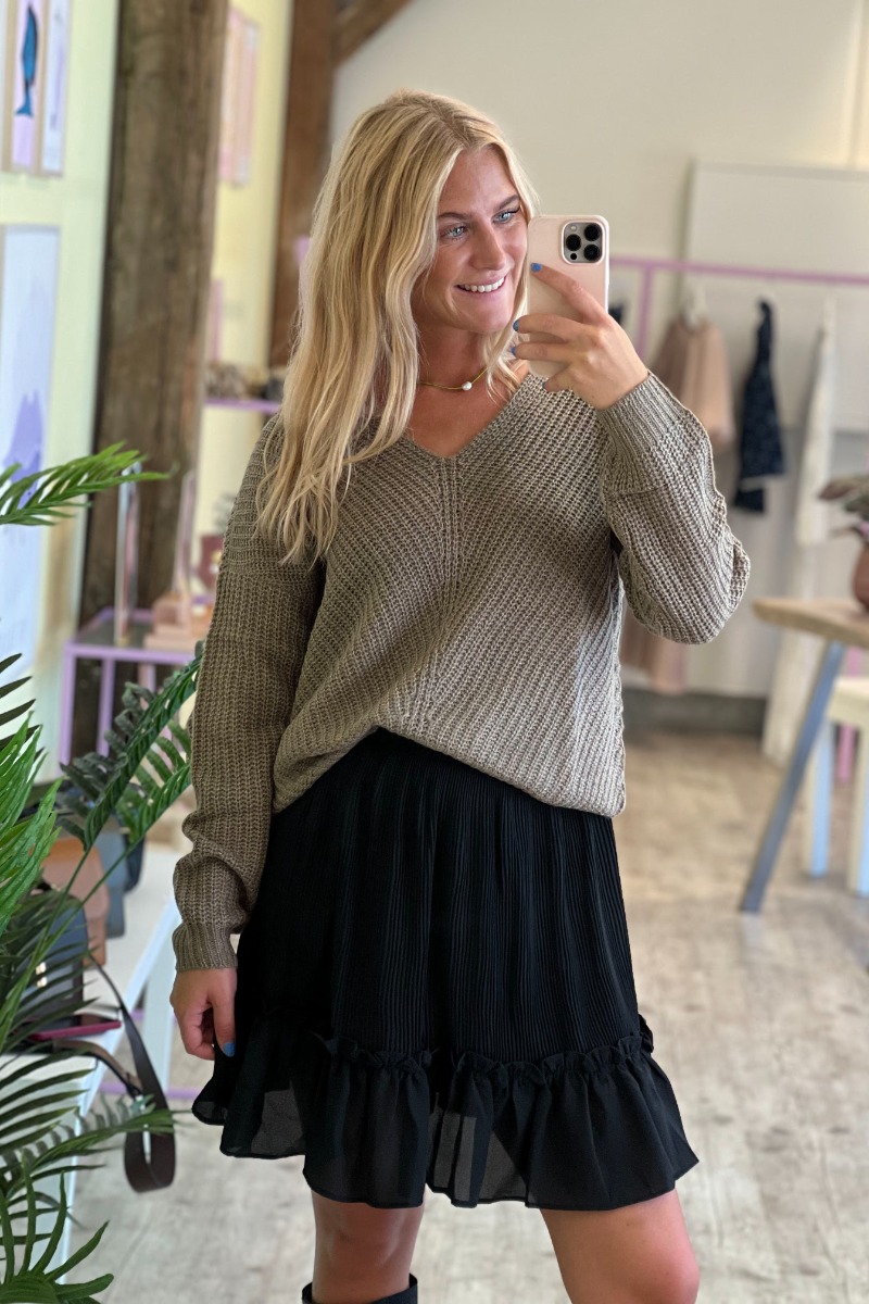 Strik     New Megan L S Pullover   Walnut White fra Jdy