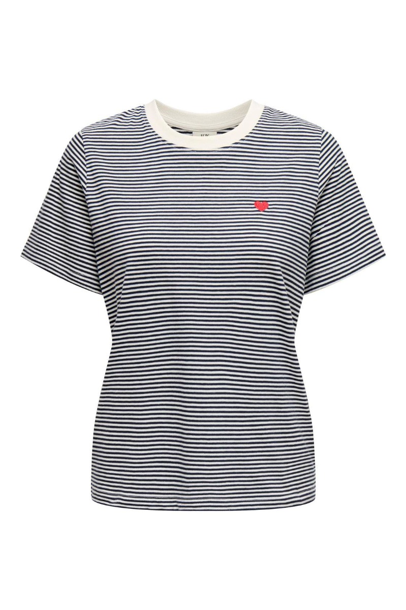T Shirt     Pisa S S Print Top   Cloud Dancer Stripes Sky Captain fra Jdy