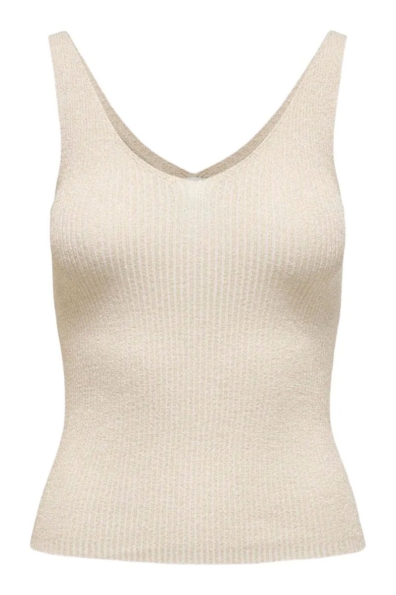 Top     Bodilla Lurex S L Top Knt   Cloud Dancer fra Jdy