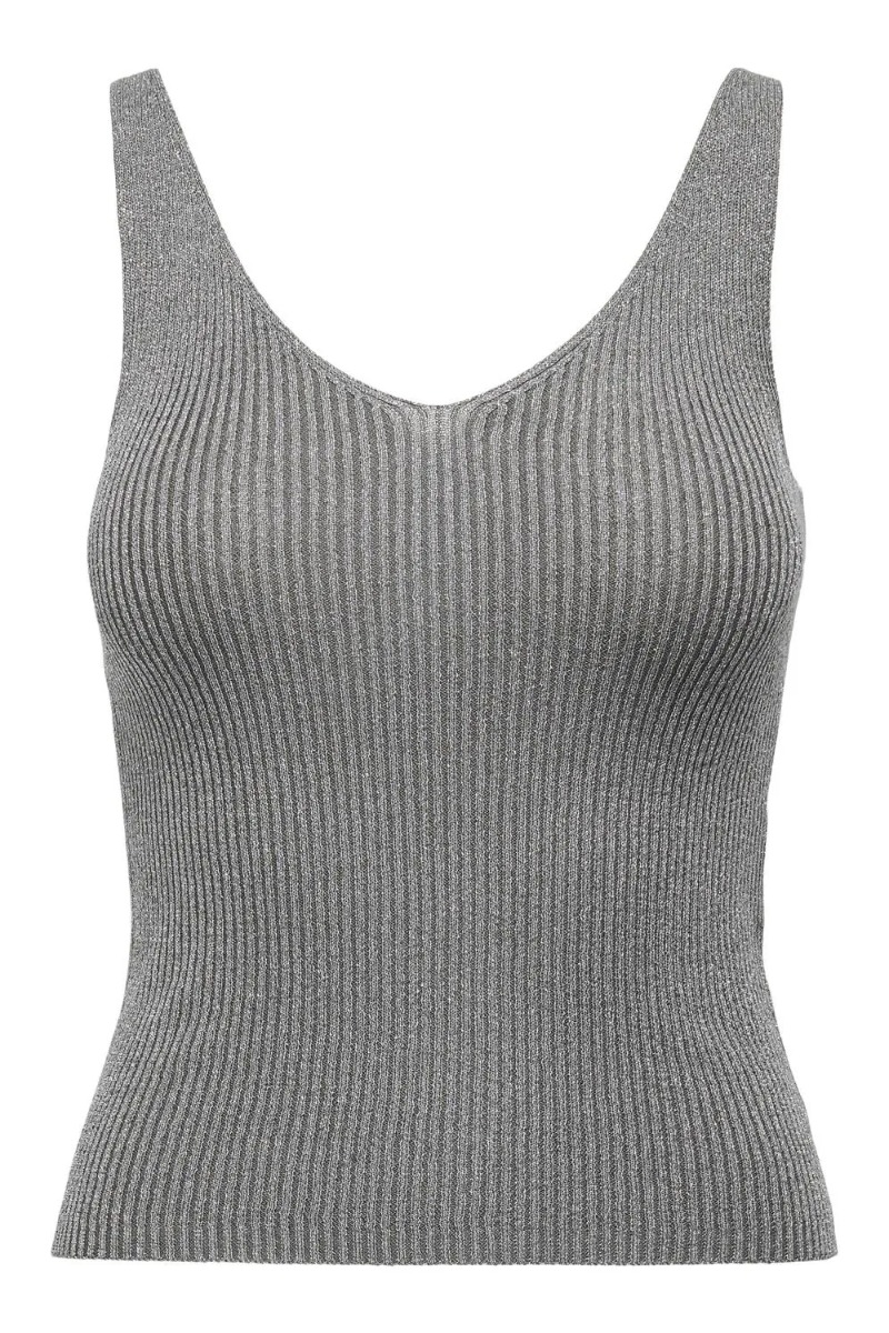 Top     Bodilla Lurex S L Top Knt   Gunmetal fra Jdy