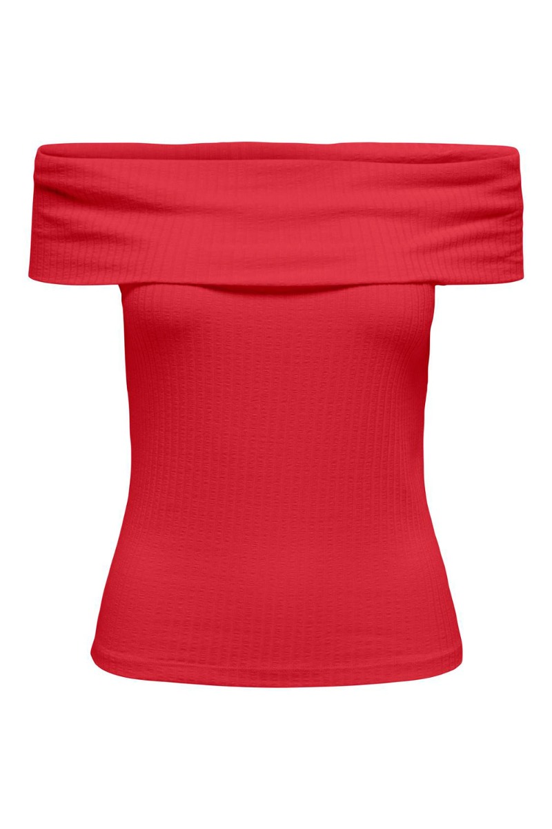 Top     Fransiska S S Offshoulder Top   High Risk Red fra Jdy