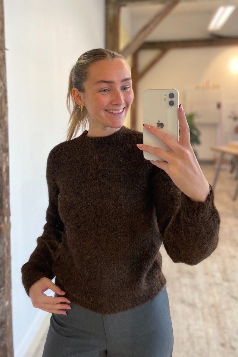 Strik     Zoey Life L S O Neck Pullover   Chocolate Fondant fra Jdy