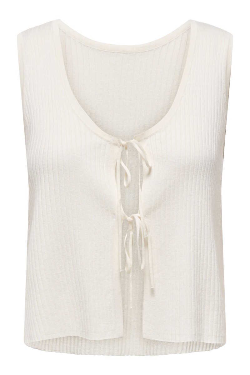 Top   Alexandra S L Reversible Tie Top   Cloud Dancer fra Jdy