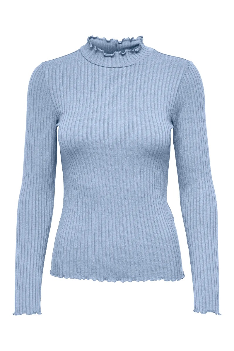 Bluse   Fransiska Life L S Highneck Top   Kentucky Blue fra Jdy