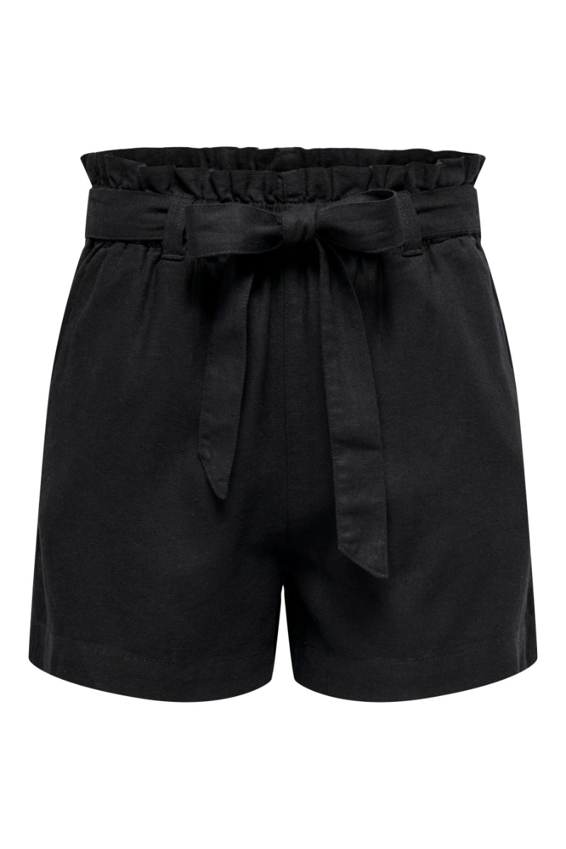 Shorts   Say Mw Linen Belt Shorts   Black fra Jdy