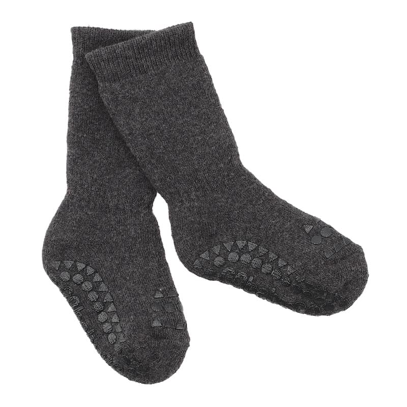 Skridsikre Strømper Tyk Bomuld   Dark Grey   6 12 Mdr. fra Gobabygo