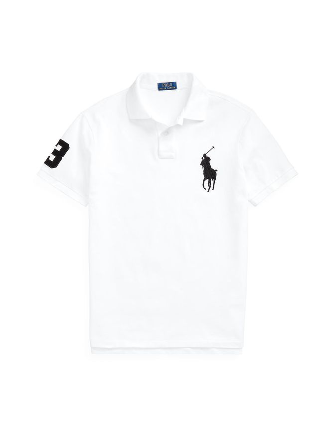 Custom Slim Fit Big Pony Mesh Polo Shirt fra Ralph Lauren