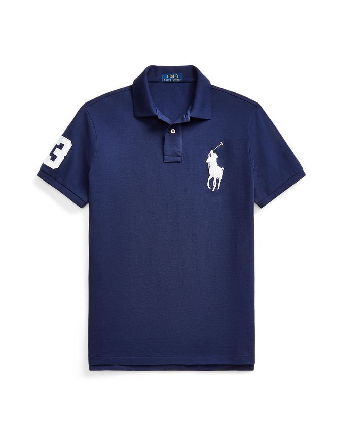 Custom Slim Fit Big Pony Mesh Polo Shirt fra Ralph Lauren