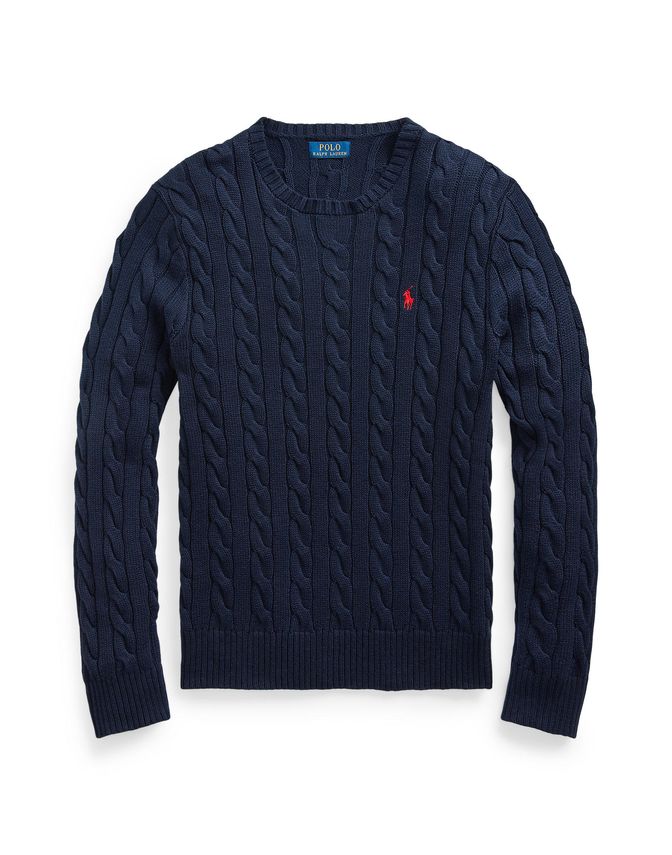 Cable Knit Cotton Sweater fra Ralph Lauren