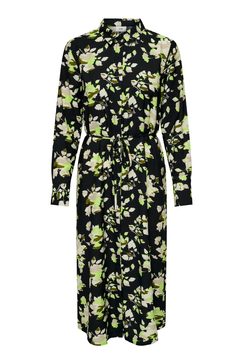 Kjole   Liza L S Midi Shirt Dress   Black Camo Flower fra Jdy