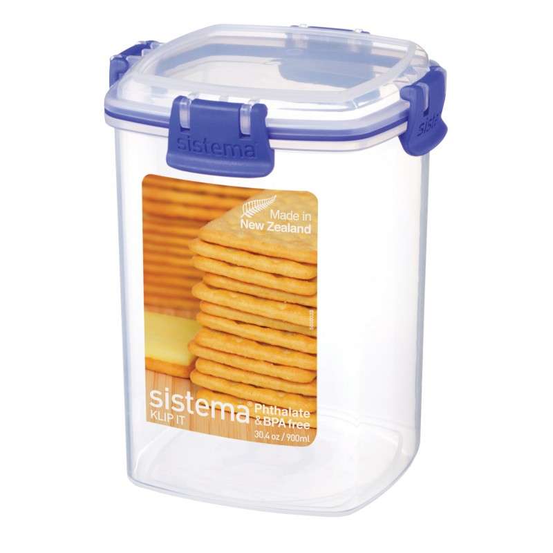 Madopbevaring   Klip It   Medium Cracker   900ml   Blå fra Sistema