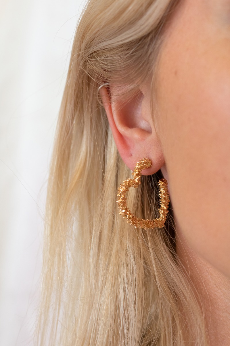 øreringe   Freja Heart   Rose Guld Farvet fra Lucky Lemon