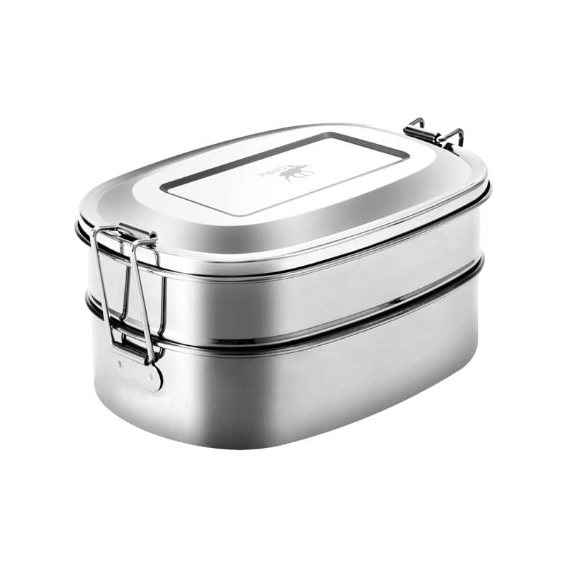 Purelunchbox Madkasse   Rustfrit Stål   2 I 1   Oval fra Pulito