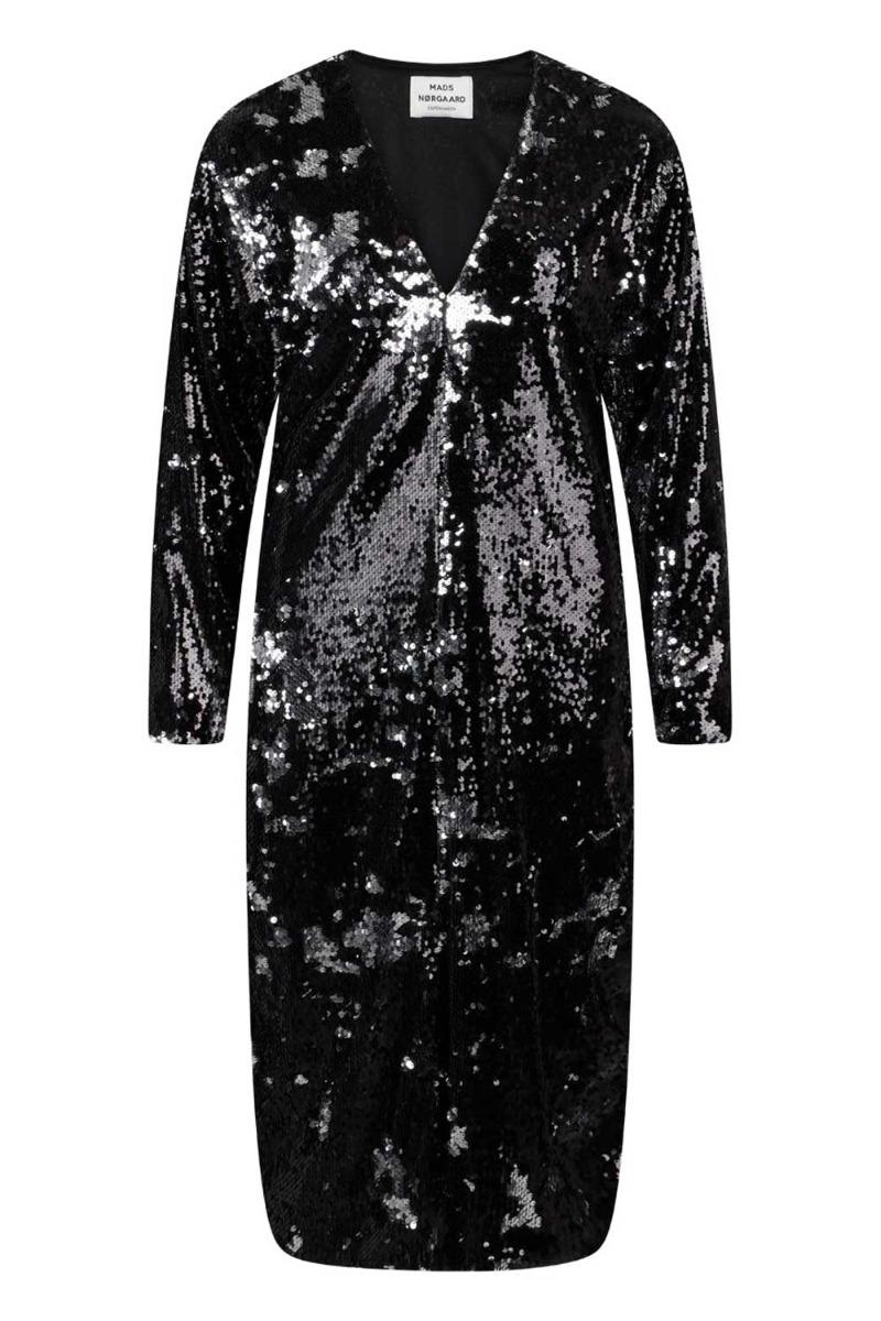 Kjole   Neo Sequins Phalia Dress   Black Silver fra Mads Nørgaard