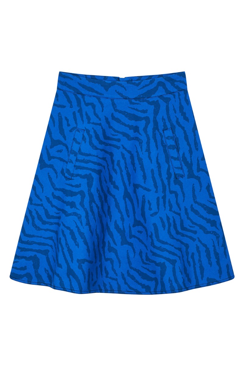 Nederdel   Sketch Denim Stelly Skirt   Denim Zebra Aop Olympian Blue fra Mads Nørgaard