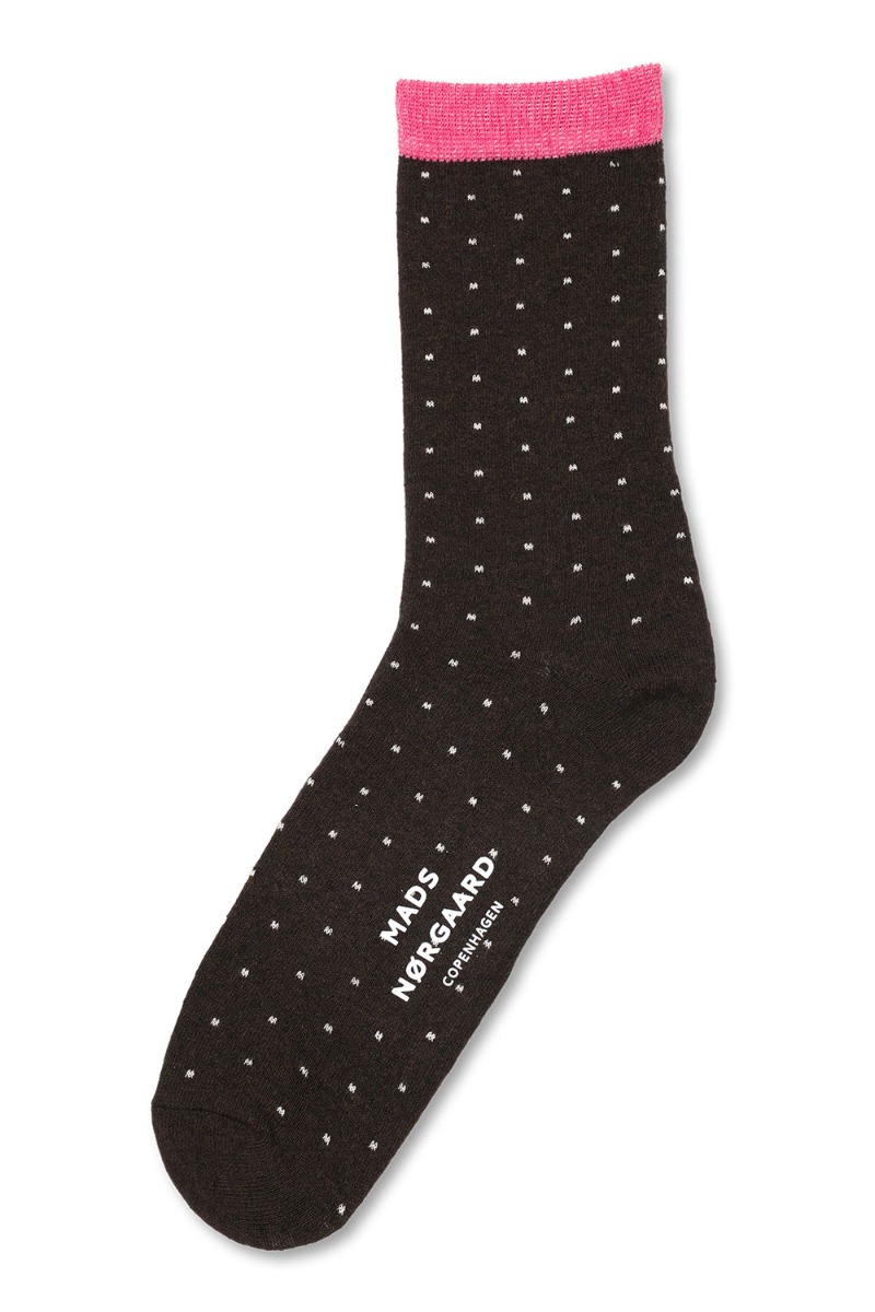 Stømper   Sock Pair Ana Mix   Blue Stripe Black Coffee Dot fra Mads Nørgaard