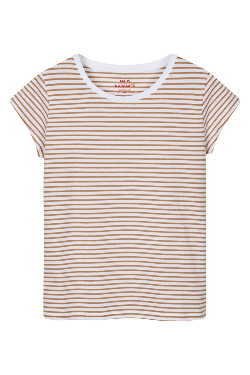 T Shirt   Organic Jersey Stripe Teasy Tee Fav   Brilliant White Tiger´s Eye fra Mads Nørgaard