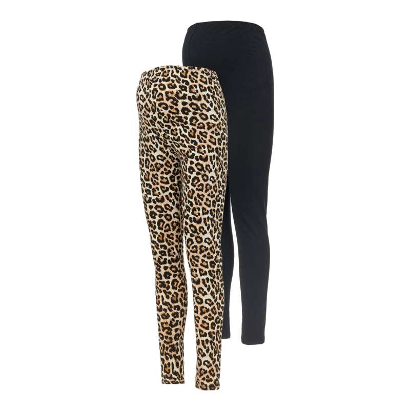Mlsanni Graviditets Leggings   2 Pak   Sort Leopard fra Mamalicious