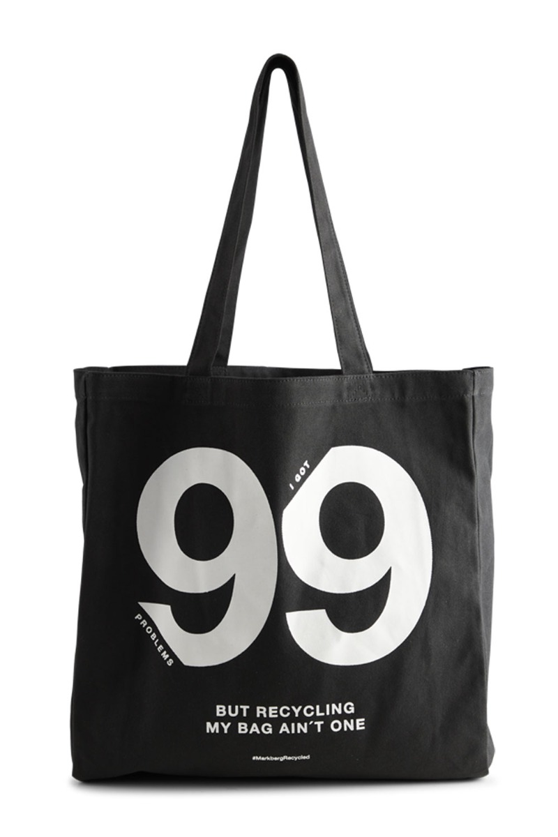Taske   Isidora   99 Problems Shopper   Black W White Print fra Markberg