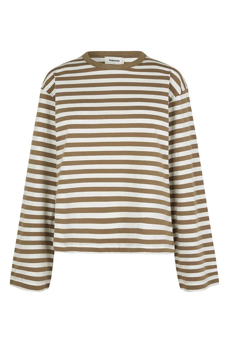 Bluse   Hellenmd Ls Stripe T Shirt   Dune White Stripe fra Modström
