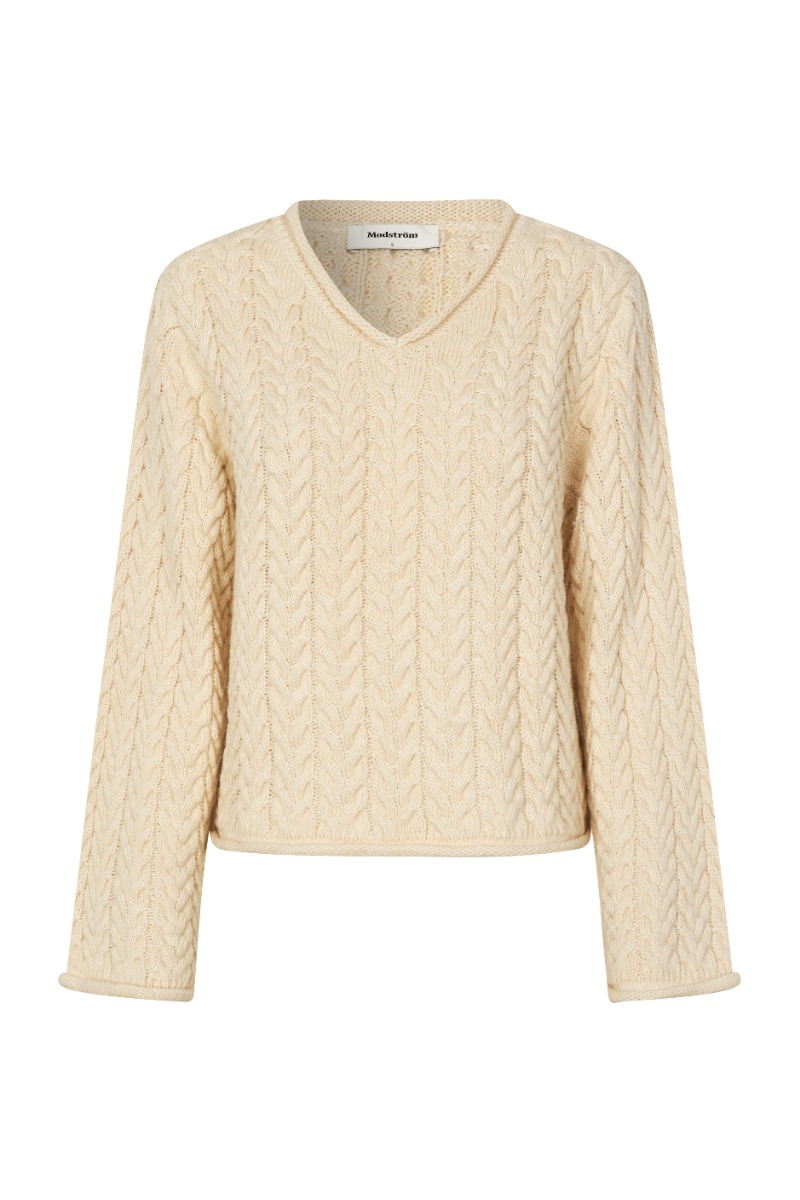 Strik   Kurtismd V Neck   Summer Sand fra Modström
