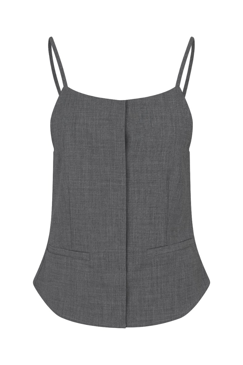 Top   Mikkeline Strap Top   Dark Grey Melange fra Modström