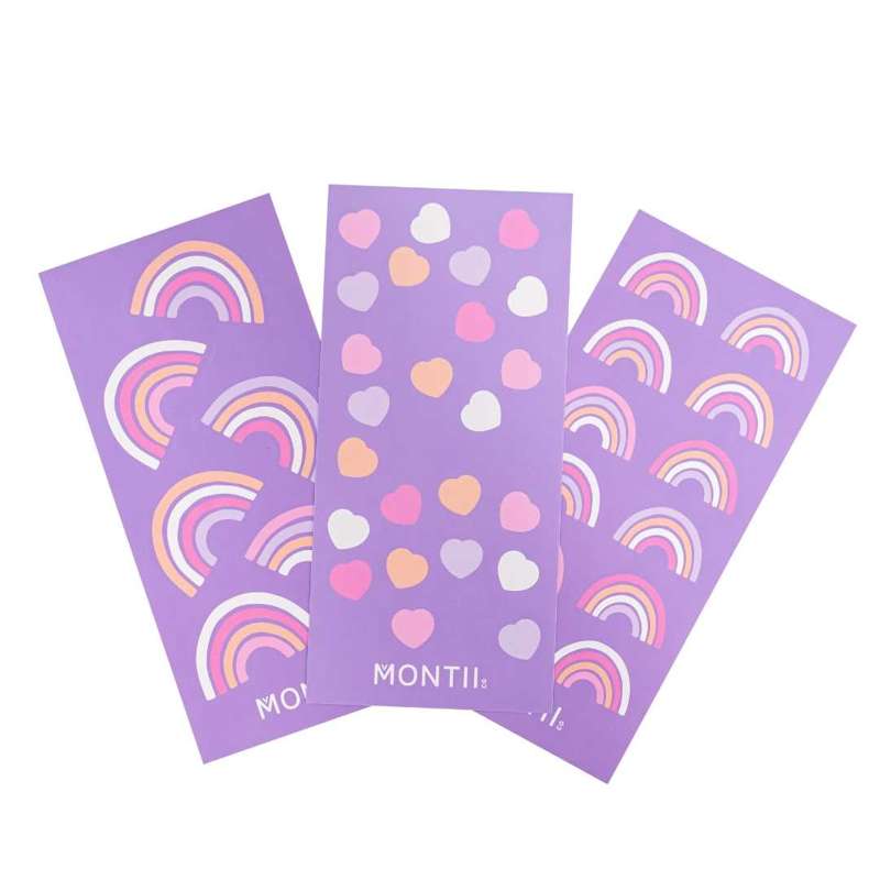 Vandfaste Stickers Til Madkasser Og Drikkedunke   Rainbow Roller fra Montiico