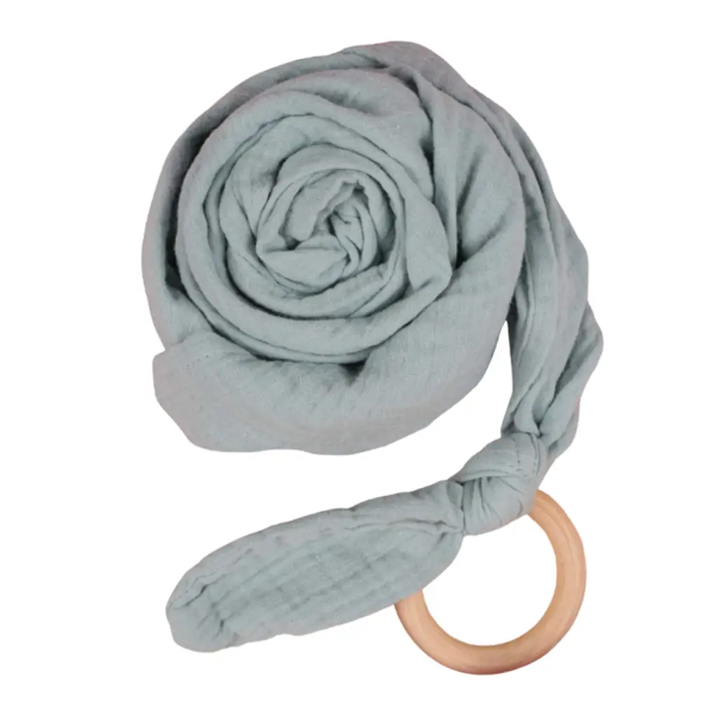 Muslin Babytæppe Med Ring   Lys Grøn fra Cigit