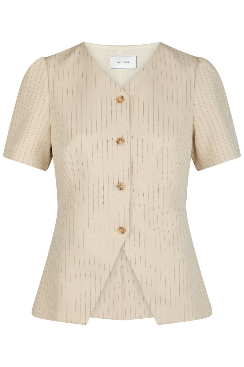 Bluse   Jules Pinstriped Blouse   Sand (levering Slut April) fra Neo Noir