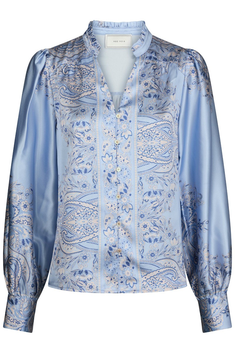 Bluse   Massima Paisley Border Blouse   Light Blue fra Neo Noir