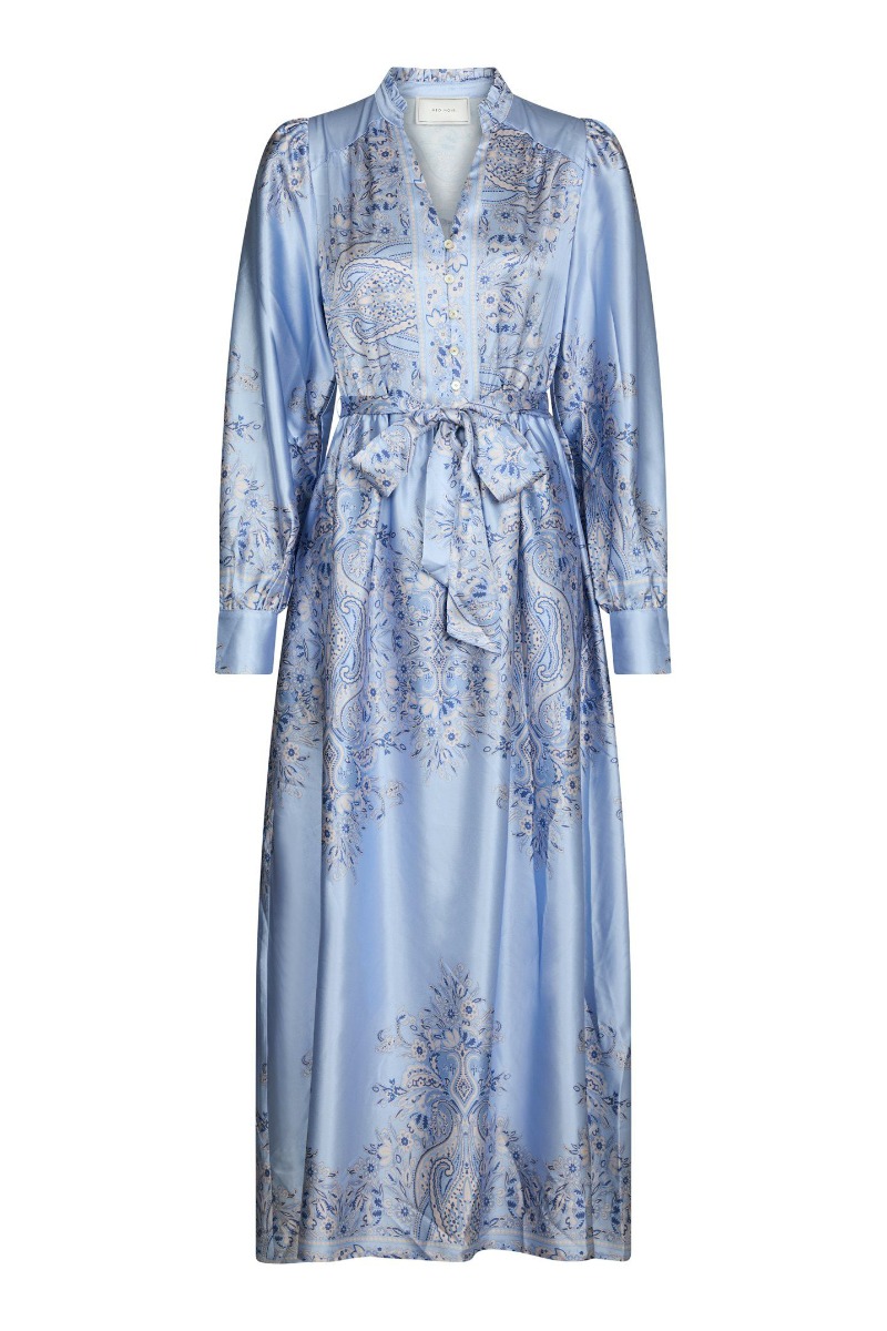 Kjole   Nova Paisley Border Dress   Light Blue fra Neo Noir