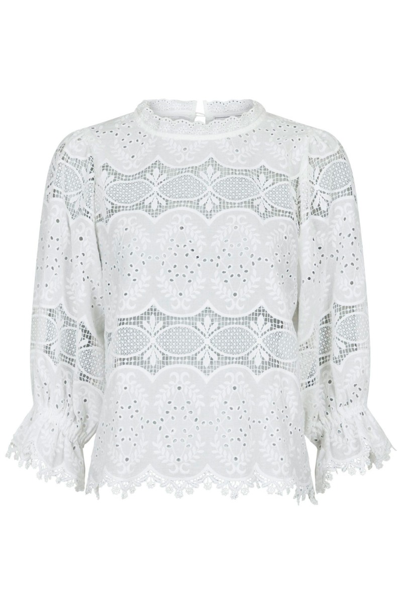 Bluse   Adela Big Embroidery Blouse   White fra Neo Noir