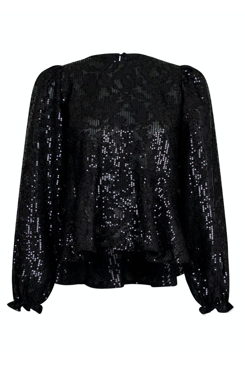 Bluse Rizzo Sequins Blouse Black fra Neo Noir