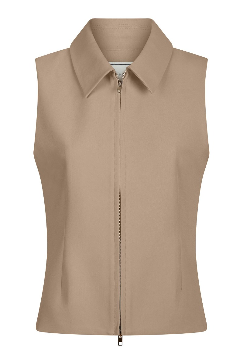 Vest   Annabella Structure Waistcoat   Dark Taupe (levering Slut April) fra Neo Noir