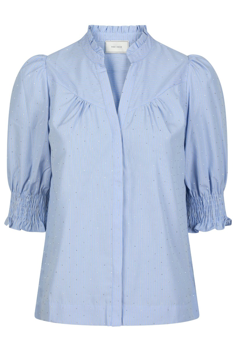 Bluse   Diana B Stripe Stone Blouse   Light Blue fra Neo Noir