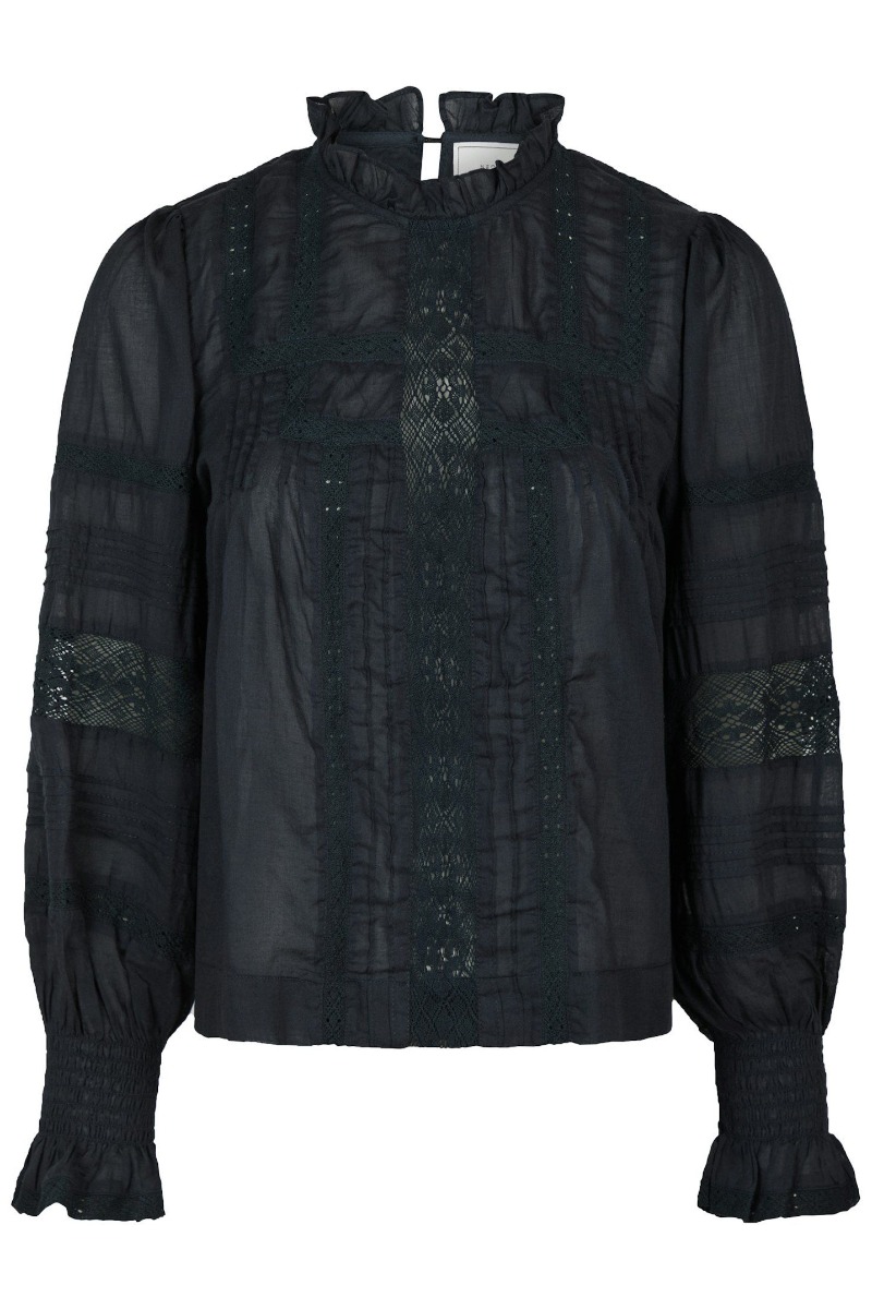 Bluse   Ebba S Voile Blouse   Navy fra Neo Noir