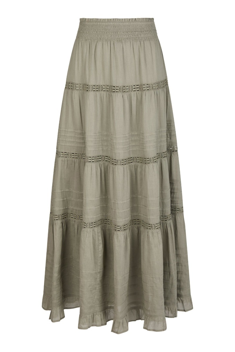 Nederdel   Felicia S Voile Skirt   Smoke Green fra Neo Noir