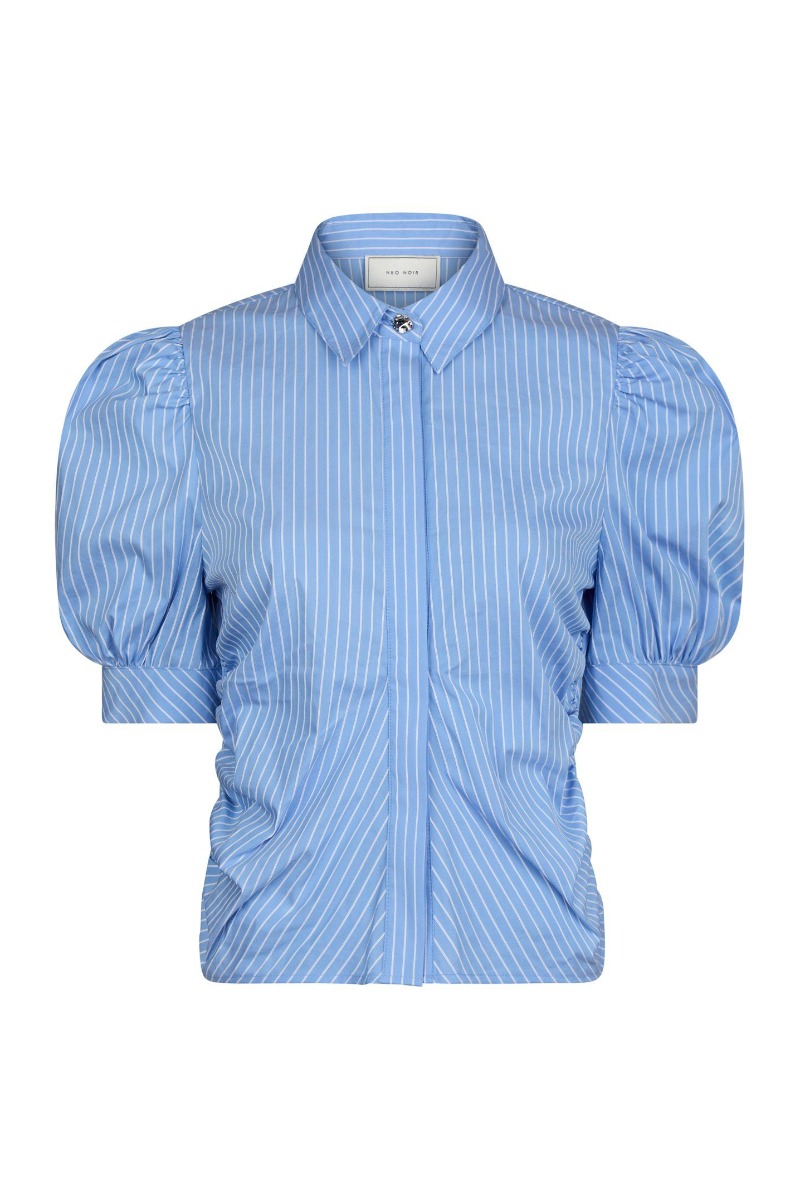 Bluse   Frannie Stripe Shirt   Light Blue fra Neo Noir