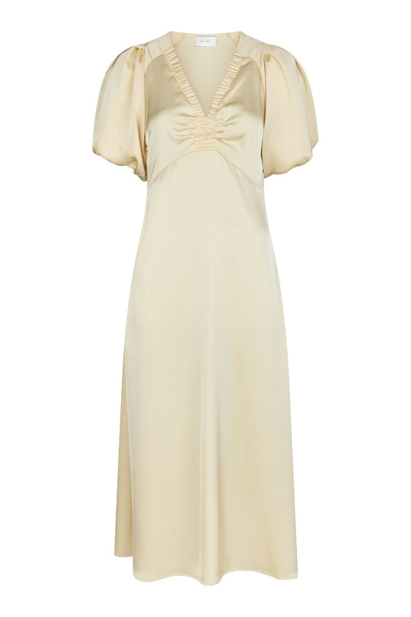 Kjole   Illana Heavy Sateen Dress   Light Yellow fra Neo Noir