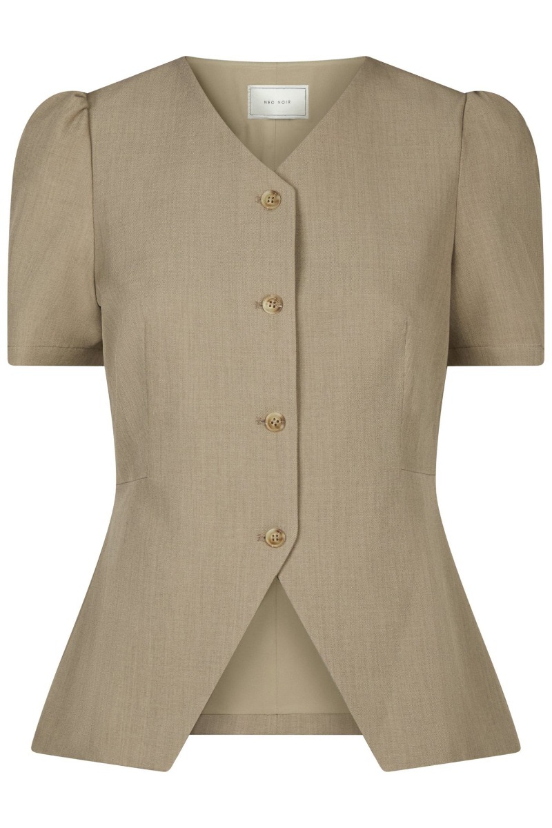 Bluse   Jules Structure Blouse   Dark Taupe (levering Slut April) fra Neo Noir