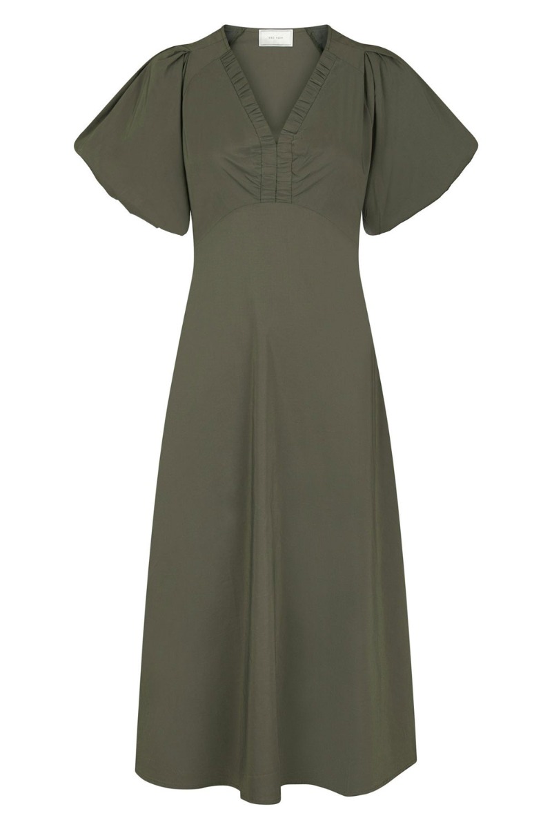 Kjole   Illana Poplin Dress   Army fra Neo Noir