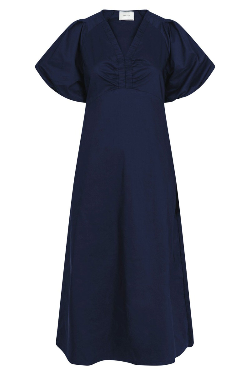 Kjole   Illana Poplin Dress   Navy fra Neo Noir