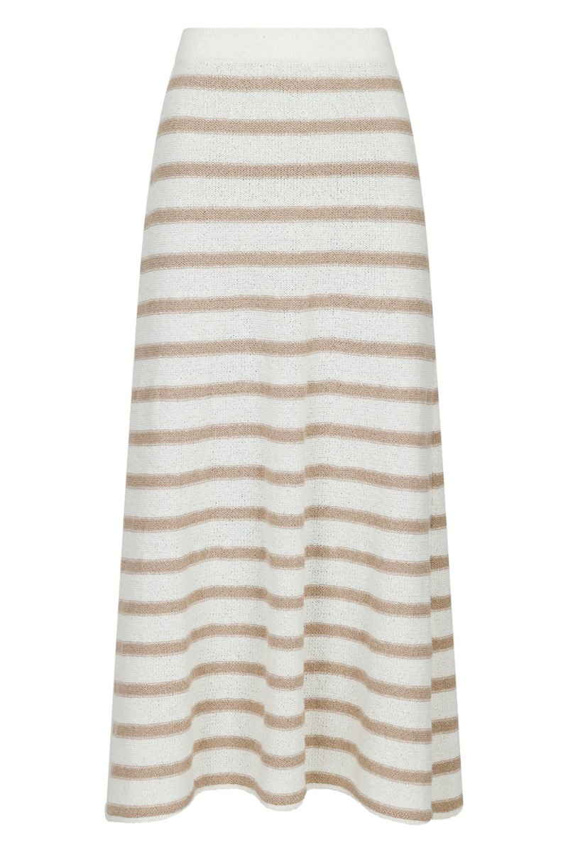 Nederdel   Etti Boucle Knit Stripe Skirt   Sand fra Neo Noir