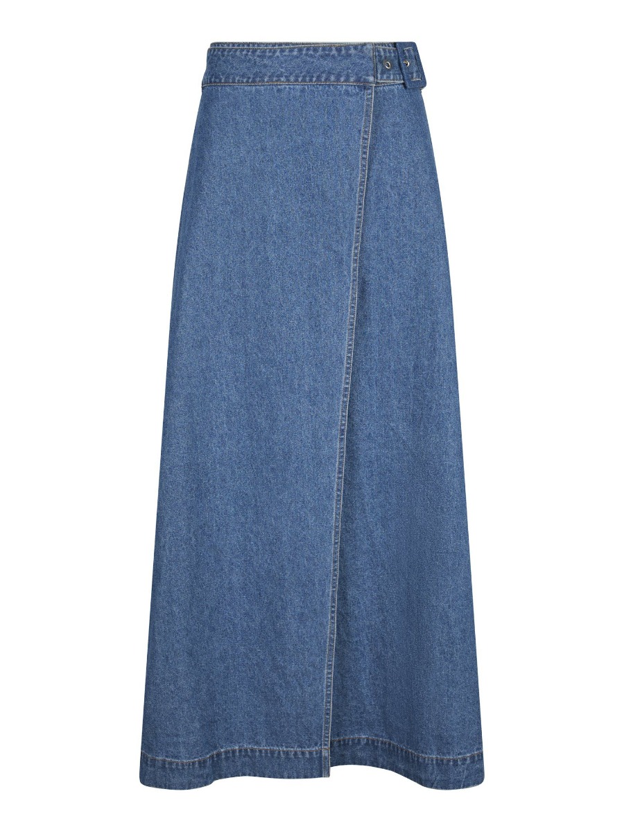 Nederdel   Nina Wrap Denim Skirt   Blue fra Neo Noir