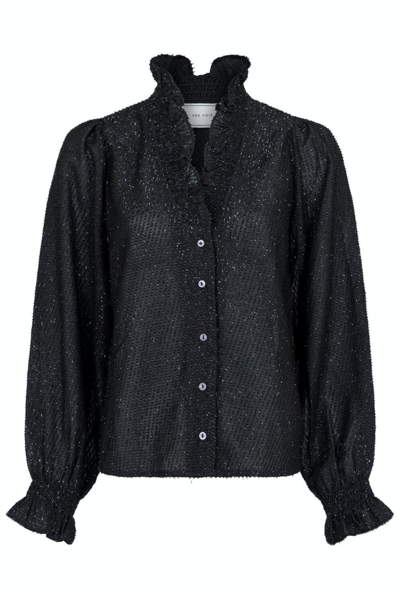 Skjorte   Brielle Glitter Blouse   Black fra Neo Noir