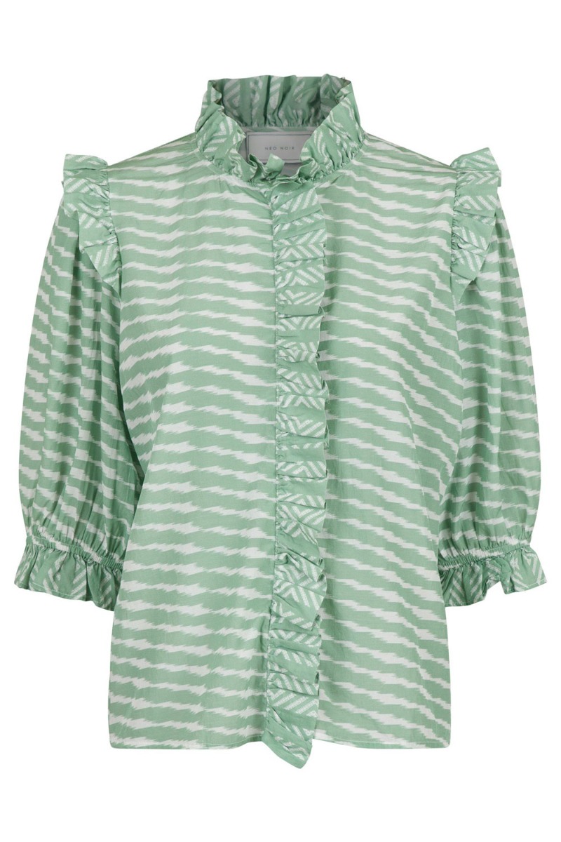 Top   Chacha Graphic Blouse   Dusty Green fra Neo Noir