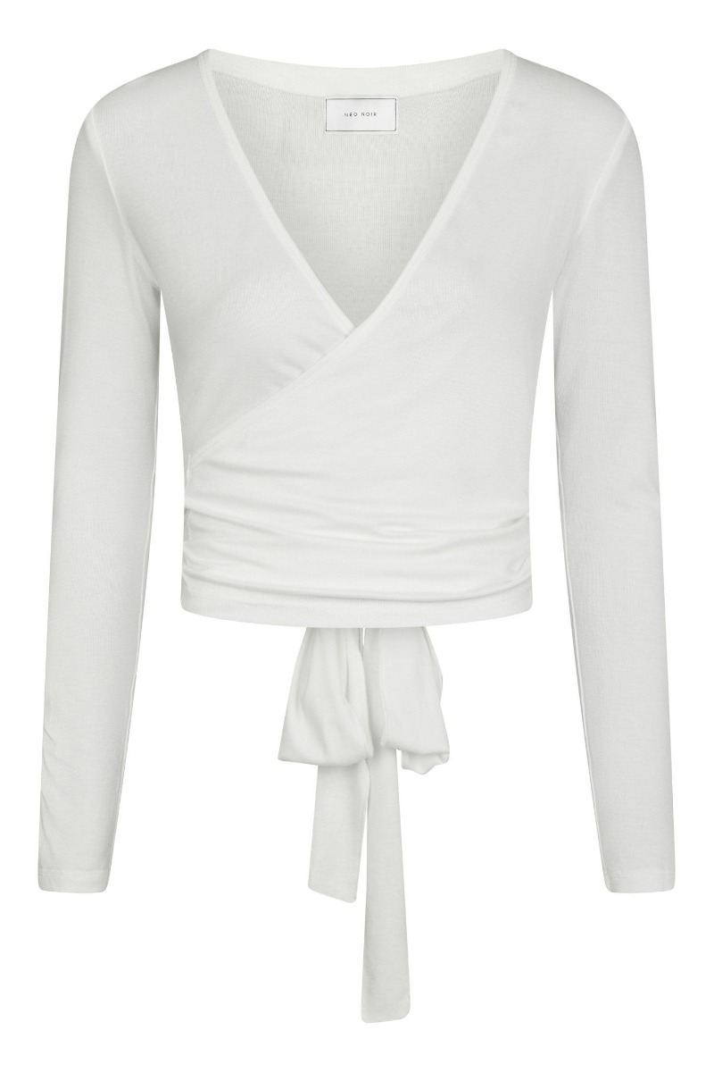 Bluse   Nia Jersey Wrap Blouse   White fra Neo Noir