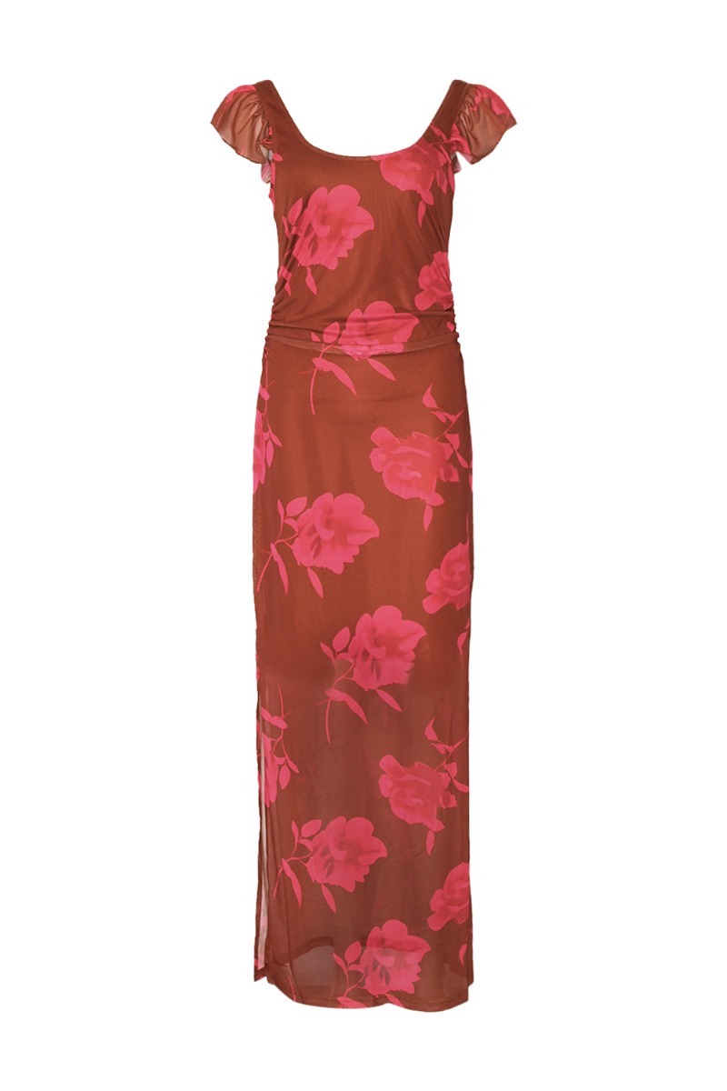 Kjole   Lauryn Dress   Cassie Brown Print (levering Midt Marts) fra Noella
