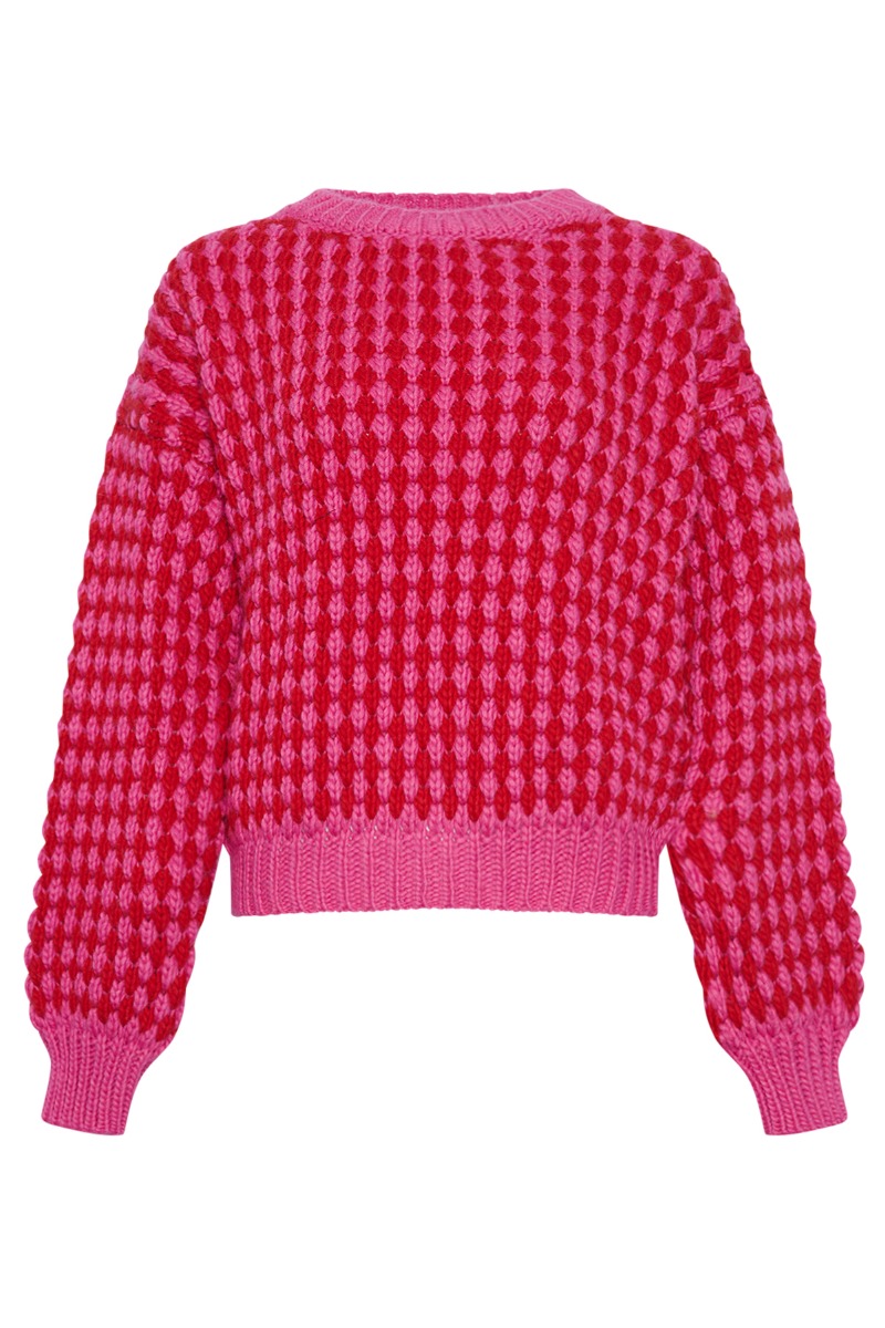 Strik   Gio Knit Jumper   Pink Red Mix fra Noella